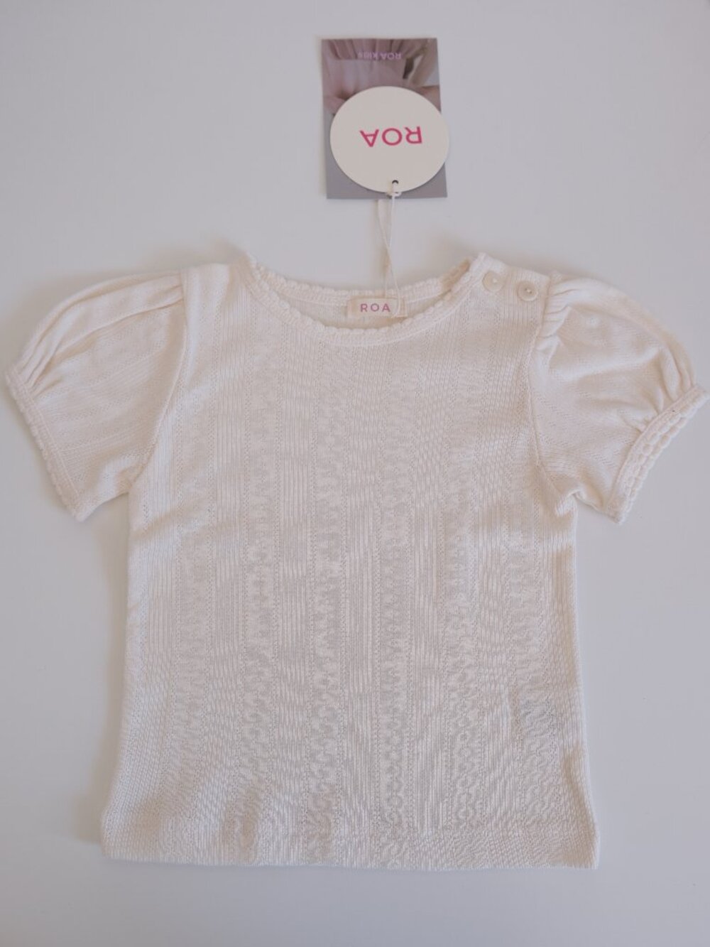 Korean Brand Pointelle Top in Ivory